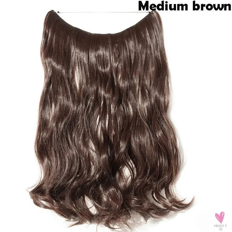 20 inch long synthetic Invisible Wire Clip-In One Piece Hair Extensions, 60 Colors, False Hairpieces For Women and Girls (Cn)