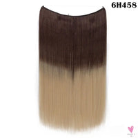 20 inch long synthetic Invisible Wire Clip-In One Piece Hair Extensions, 60 Colors, False Hairpieces For Women and Girls (Cn)