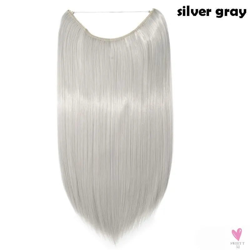 20 inch long synthetic Invisible Wire Clip-In One Piece Hair Extensions, 60 Colors, False Hairpieces For Women and Girls (Cn)