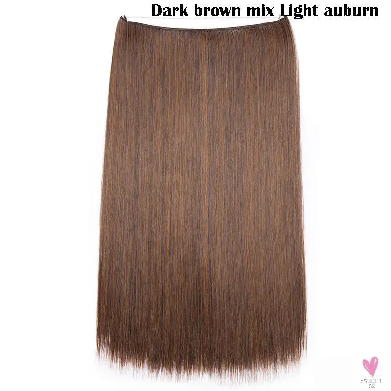 20 inch long synthetic Invisible Wire Clip-In One Piece Hair Extensions, 60 Colors, False Hairpieces For Women and Girls (Cn)