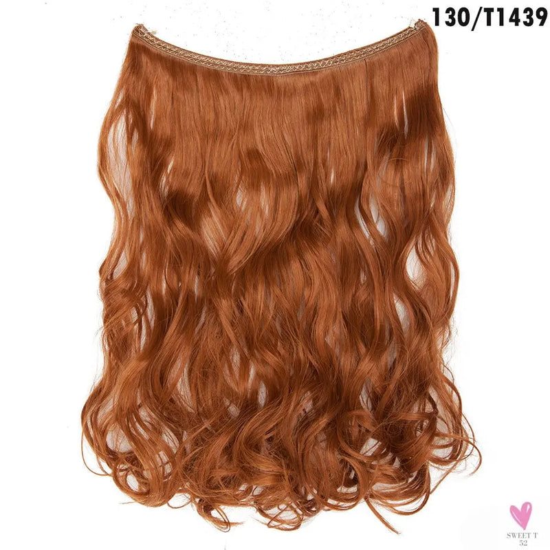 20 inch long synthetic Invisible Wire Clip-In One Piece Hair Extensions, 60 Colors, False Hairpieces For Women and Girls (Cn)