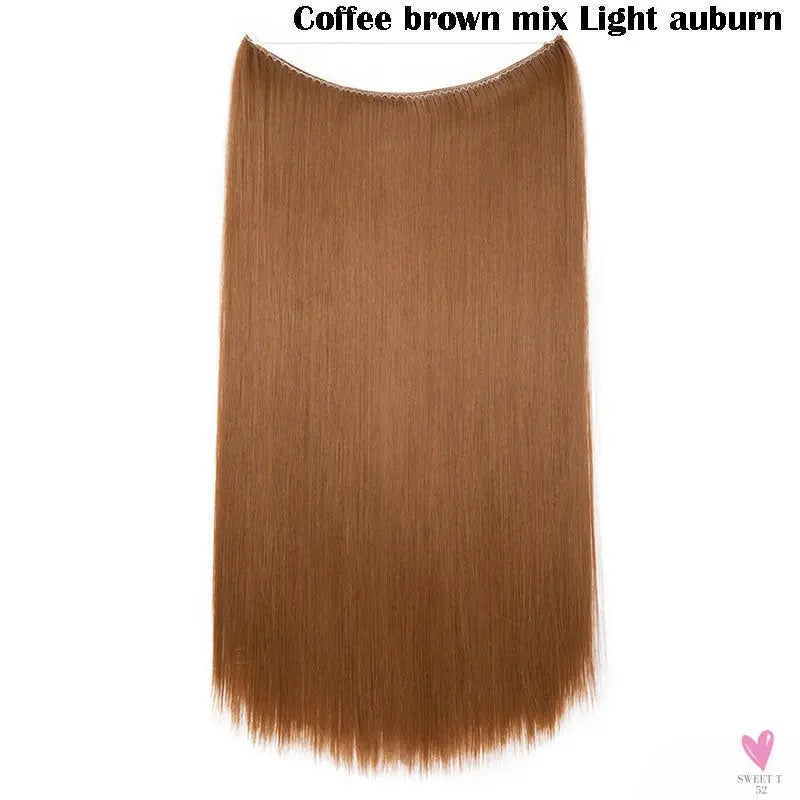 20 inch long synthetic Invisible Wire Clip-In One Piece Hair Extensions, 60 Colors, False Hairpieces For Women and Girls (Cn)