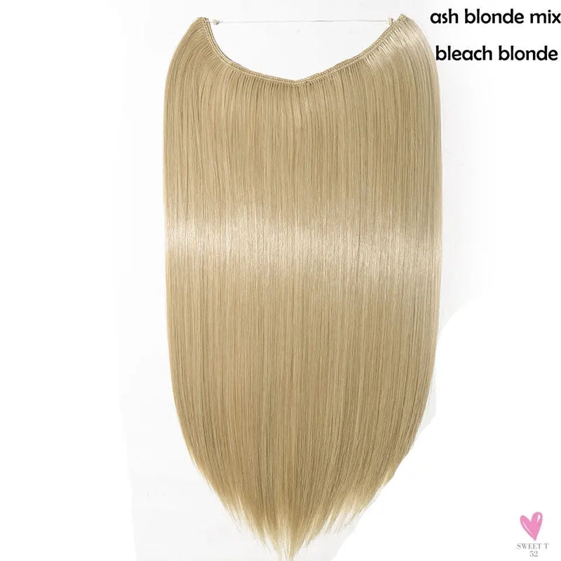 20 inch long synthetic Invisible Wire Clip-In One Piece Hair Extensions, 60 Colors, False Hairpieces For Women and Girls (Cn)