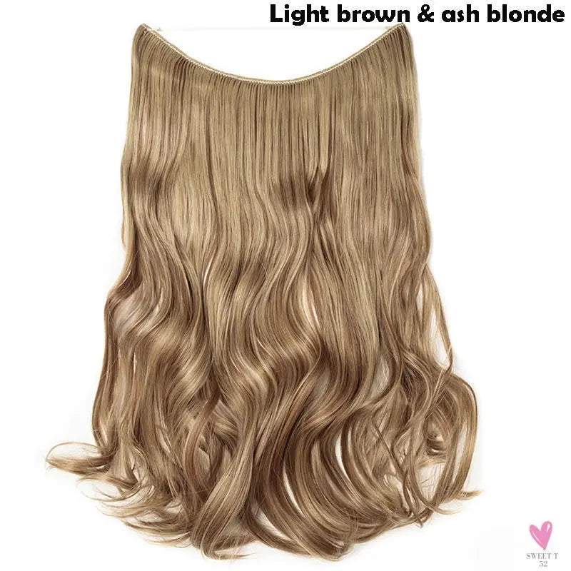 20 inch long synthetic Invisible Wire Clip-In One Piece Hair Extensions, 60 Colors, False Hairpieces For Women and Girls (Cn)