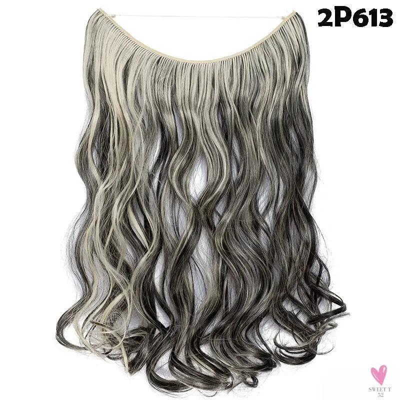 20 inch long synthetic Invisible Wire Clip-In One Piece Hair Extensions, 60 Colors, False Hairpieces For Women and Girls (Cn)