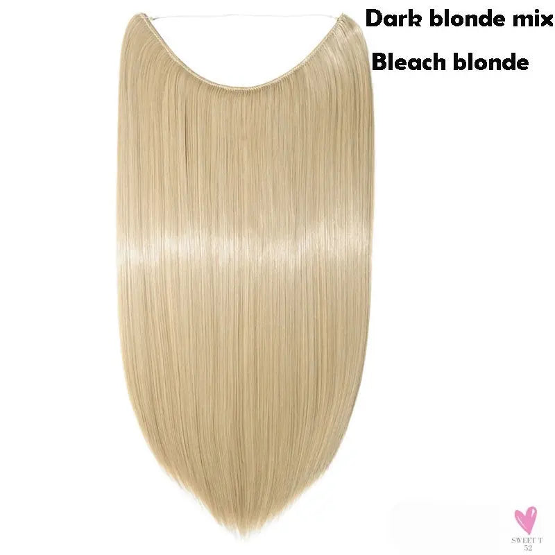 20 inch long synthetic Invisible Wire Clip-In One Piece Hair Extensions, 60 Colors, False Hairpieces For Women and Girls (Cn)