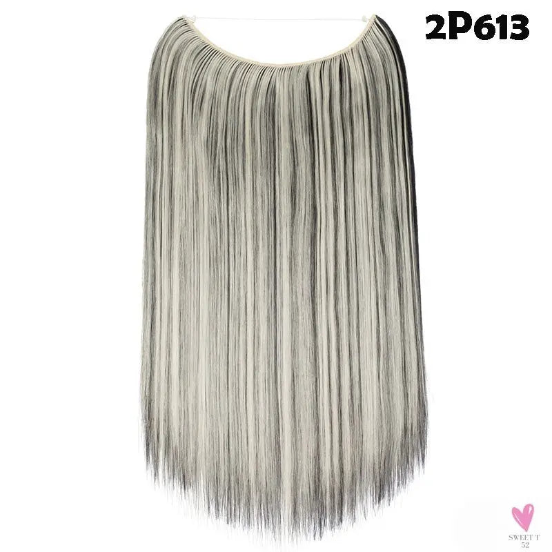 20 inch long synthetic Invisible Wire Clip-In One Piece Hair Extensions, 60 Colors, False Hairpieces For Women and Girls (Cn)