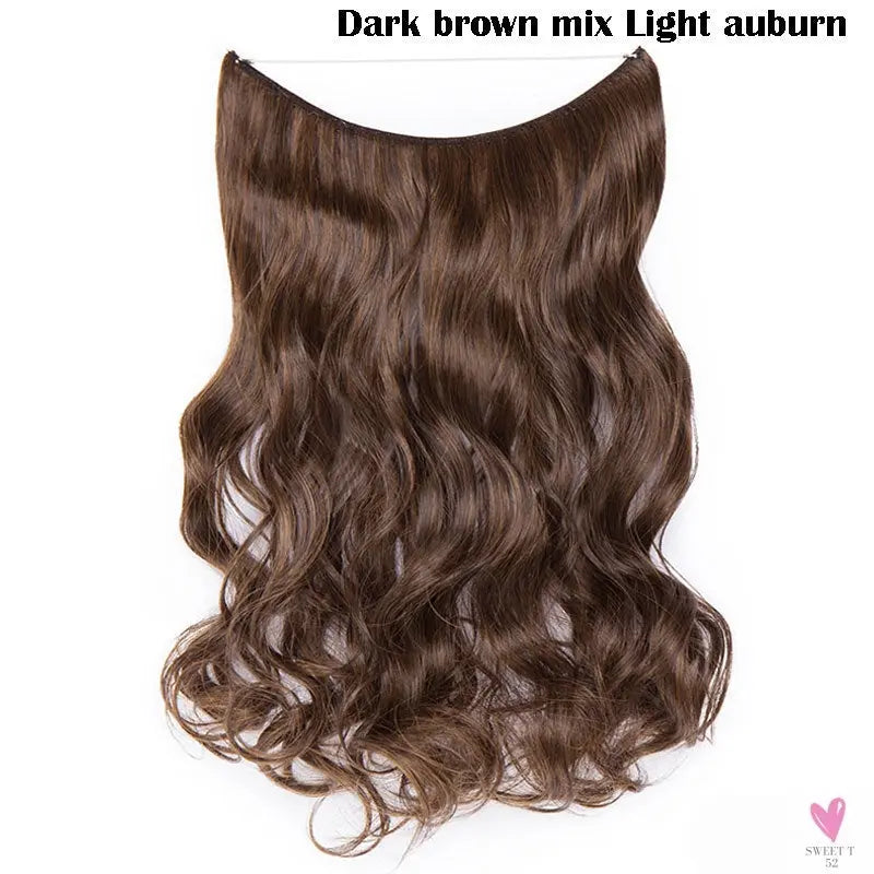 20 inch long synthetic Invisible Wire Clip-In One Piece Hair Extensions, 60 Colors, False Hairpieces For Women and Girls (Cn)