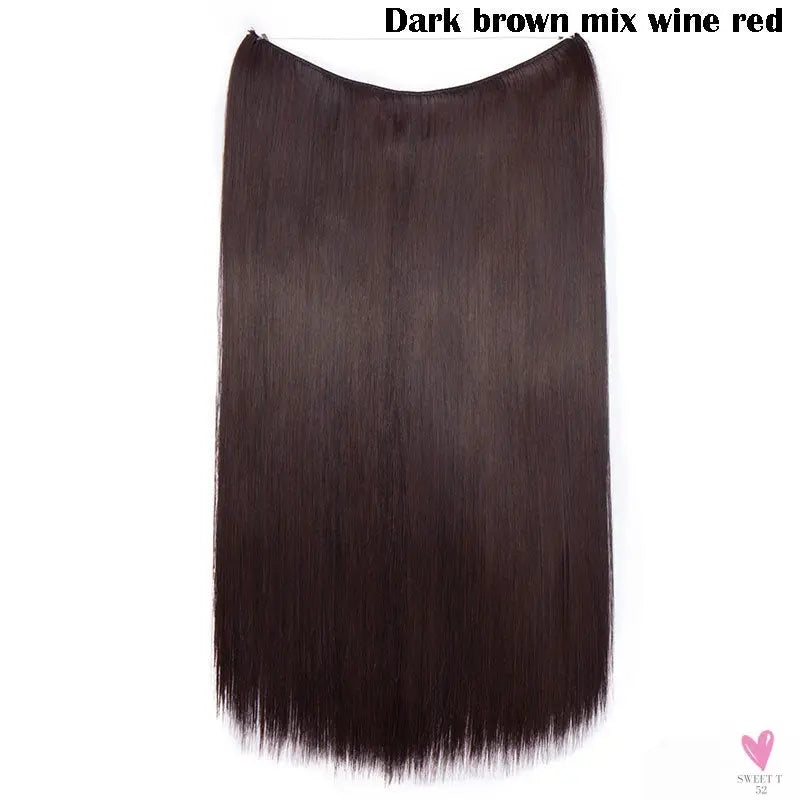 20 inch long synthetic Invisible Wire Clip-In One Piece Hair Extensions, 60 Colors, False Hairpieces For Women and Girls (Cn)