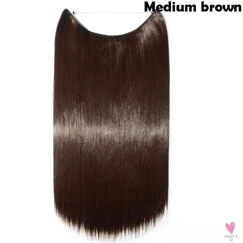 20 inch long synthetic Invisible Wire Clip-In One Piece Hair Extensions, 60 Colors, False Hairpieces For Women and Girls (Cn)