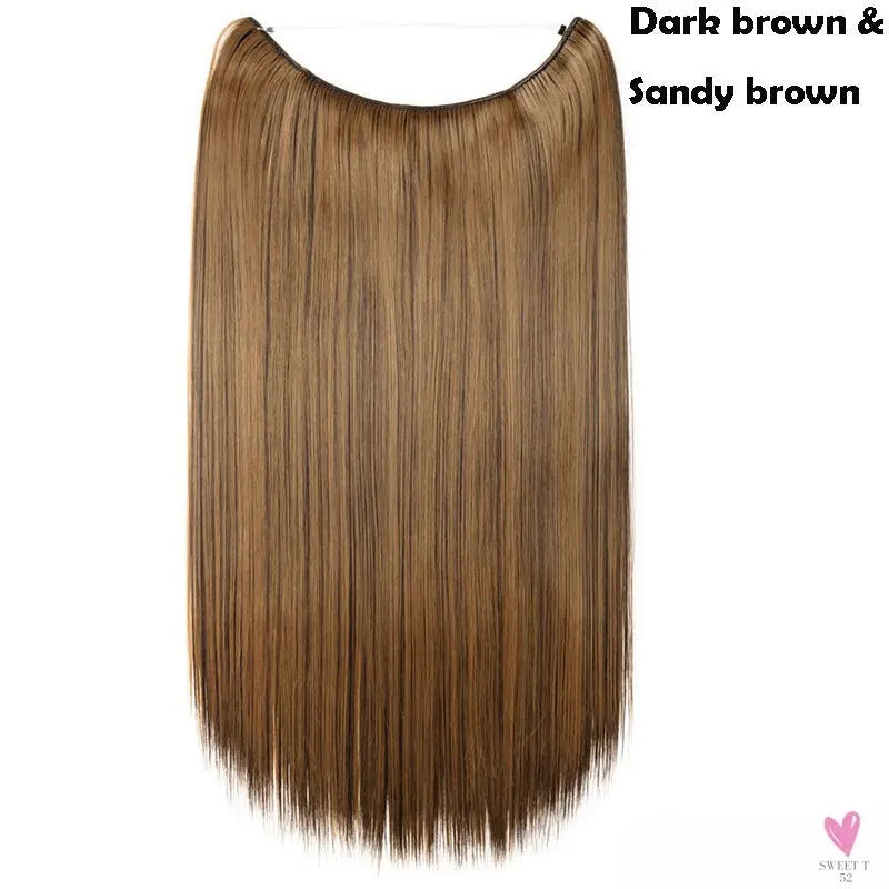 20 inch long synthetic Invisible Wire Clip-In One Piece Hair Extensions, 60 Colors, False Hairpieces For Women and Girls (Cn)