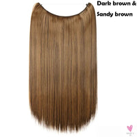 20 inch long synthetic Invisible Wire Clip-In One Piece Hair Extensions, 60 Colors, False Hairpieces For Women and Girls (Cn)