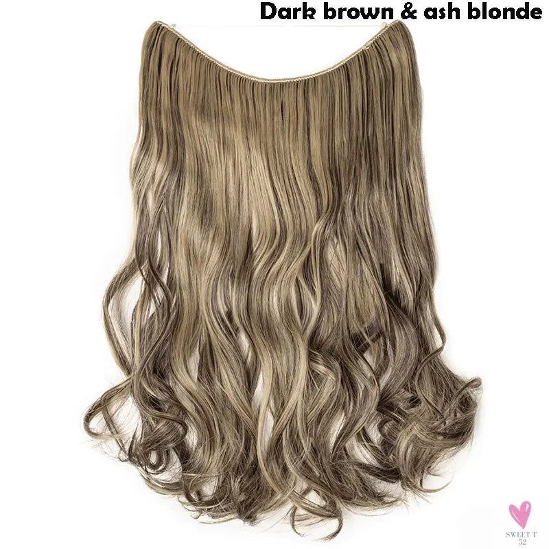 20 inch long synthetic Invisible Wire Clip-In One Piece Hair Extensions, 60 Colors, False Hairpieces For Women and Girls (Cn)