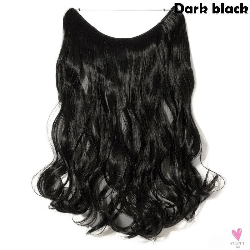 20 inch long synthetic Invisible Wire Clip-In One Piece Hair Extensions, 60 Colors, False Hairpieces For Women and Girls (Cn)