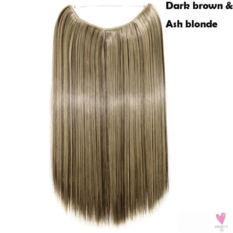 20 inch long synthetic Invisible Wire Clip-In One Piece Hair Extensions, 60 Colors, False Hairpieces For Women and Girls (Cn)