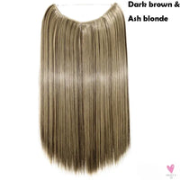 20 inch long synthetic Invisible Wire Clip-In One Piece Hair Extensions, 60 Colors, False Hairpieces For Women and Girls (Cn)