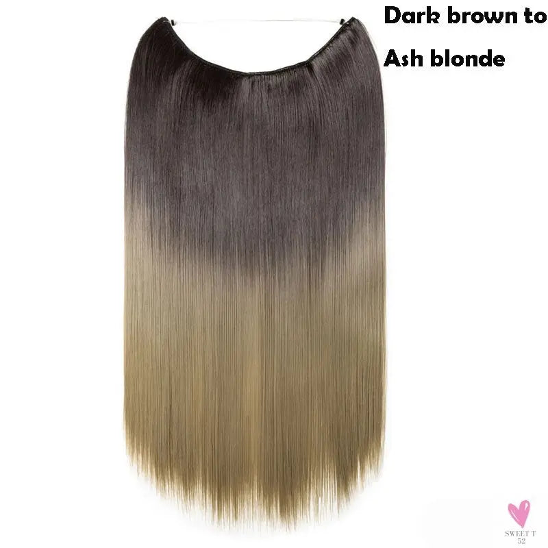 20 inch long synthetic Invisible Wire Clip-In One Piece Hair Extensions, 60 Colors, False Hairpieces For Women and Girls (Cn)