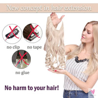 20 inch long synthetic Invisible Wire Clip-In One Piece Hair Extensions, 60 Colors, False Hairpieces For Women and Girls (Cn)