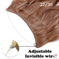 20 inch long synthetic Invisible Wire Clip-In One Piece Hair Extensions, 60 Colors, False Hairpieces For Women and Girls (Cn)