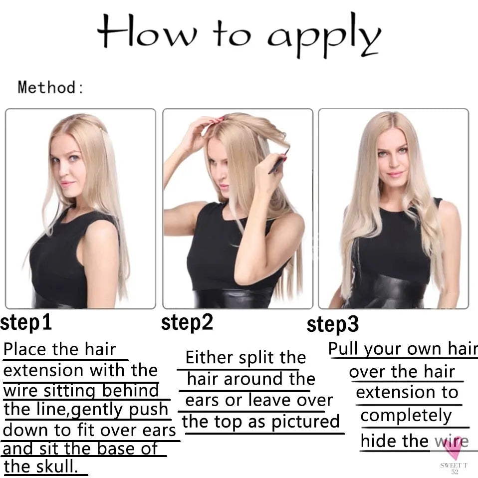 20 inch long synthetic Invisible Wire Clip-In One Piece Hair Extensions, 60 Colors, False Hairpieces For Women and Girls (Cn)