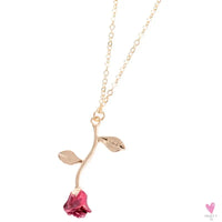 22 cm. Rose Gold Chain Link Romantic Bracelet for Women and Girls - Red Enamel Rose Jewelry - Valentine For Lovers