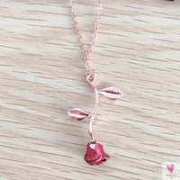 22 cm. Rose Gold Chain Link Romantic Bracelet for Women and Girls - Red Enamel Rose Jewelry - Valentine For Lovers