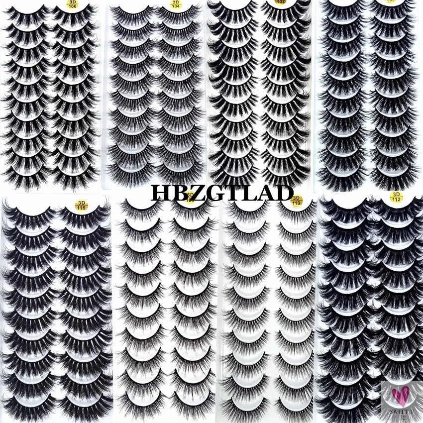 3/5/10 Pairs 3-D Handmade False Eyelashes, Strip Lashes 1 to 1.5 cm for Women and Girls