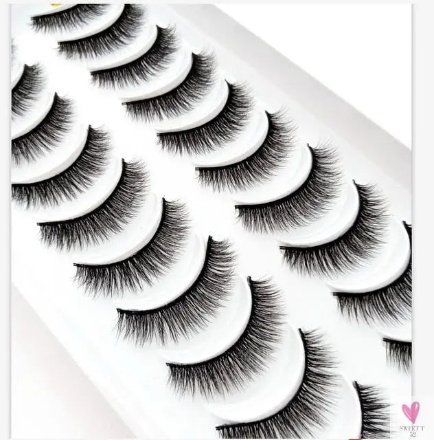 3/5/10 Pairs 3-D Handmade False Eyelashes, Strip Lashes 1 to 1.5 cm for Women and Girls