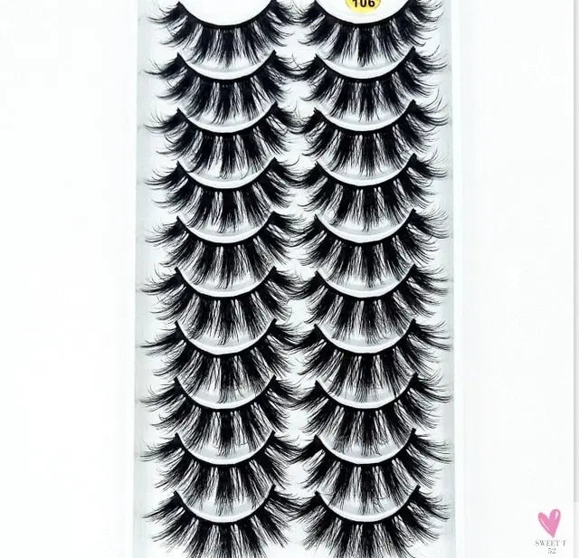 3/5/10 Pairs 3-D Handmade False Eyelashes, Strip Lashes 1 to 1.5 cm for Women and Girls