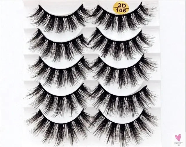 3/5/10 Pairs 3-D Handmade False Eyelashes, Strip Lashes 1 to 1.5 cm for Women and Girls