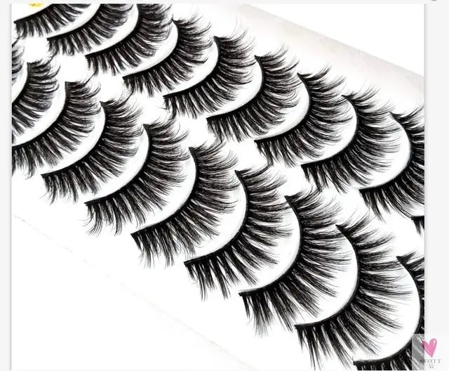 3/5/10 Pairs 3-D Handmade False Eyelashes, Strip Lashes 1 to 1.5 cm for Women and Girls
