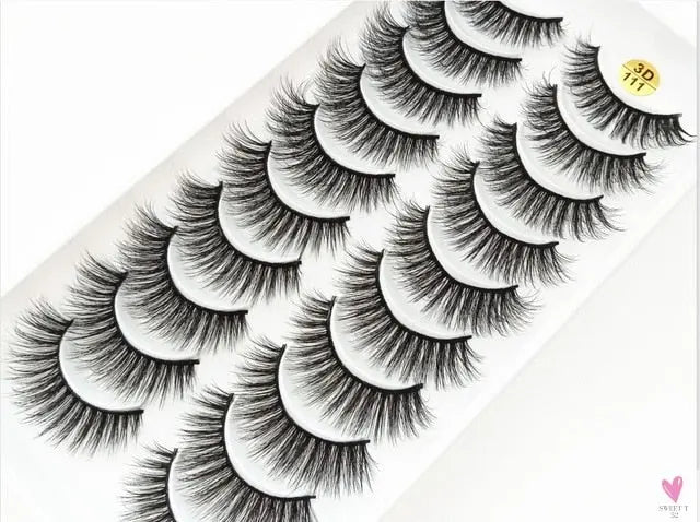 3/5/10 Pairs 3-D Handmade False Eyelashes, Strip Lashes 1 to 1.5 cm for Women and Girls