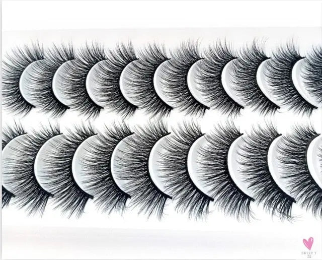 3/5/10 Pairs 3-D Handmade False Eyelashes, Strip Lashes 1 to 1.5 cm for Women and Girls