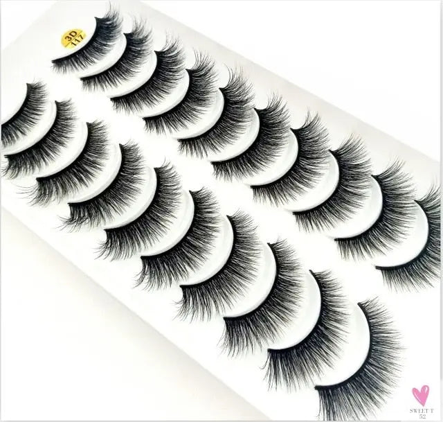 3/5/10 Pairs 3-D Handmade False Eyelashes, Strip Lashes 1 to 1.5 cm for Women and Girls