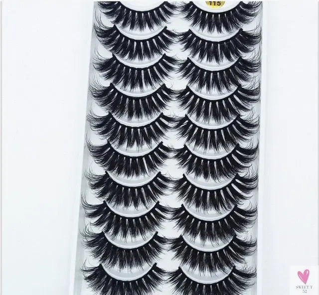 3/5/10 Pairs 3-D Handmade False Eyelashes, Strip Lashes 1 to 1.5 cm for Women and Girls