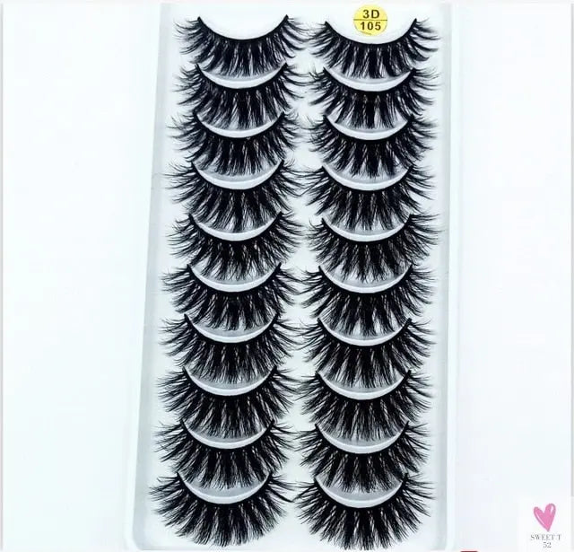 3/5/10 Pairs 3-D Handmade False Eyelashes, Strip Lashes 1 to 1.5 cm for Women and Girls