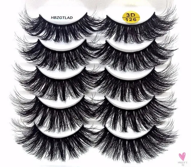 3/5/10 Pairs 3-D Handmade False Eyelashes, Strip Lashes 1 to 1.5 cm for Women and Girls