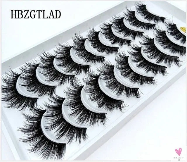 3/5/10 Pairs 3-D Handmade False Eyelashes, Strip Lashes 1 to 1.5 cm for Women and Girls