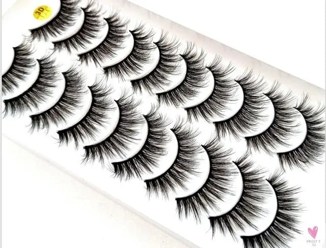 3/5/10 Pairs 3-D Handmade False Eyelashes, Strip Lashes 1 to 1.5 cm for Women and Girls