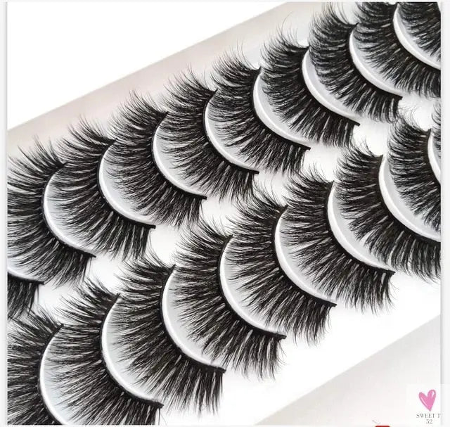 3/5/10 Pairs 3-D Handmade False Eyelashes, Strip Lashes 1 to 1.5 cm for Women and Girls