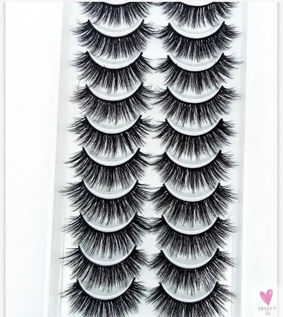 3/5/10 Pairs 3-D Handmade False Eyelashes, Strip Lashes 1 to 1.5 cm for Women and Girls