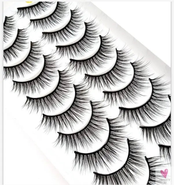 3/5/10 Pairs 3-D Handmade False Eyelashes, Strip Lashes 1 to 1.5 cm for Women and Girls
