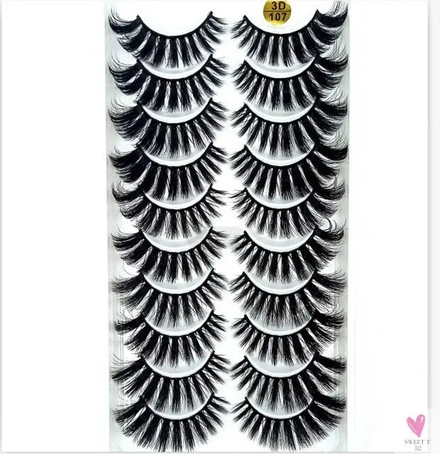 3/5/10 Pairs 3-D Handmade False Eyelashes, Strip Lashes 1 to 1.5 cm for Women and Girls