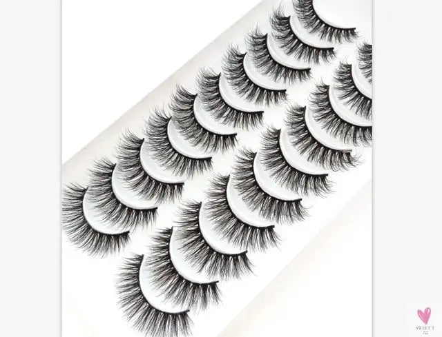 3/5/10 Pairs 3-D Handmade False Eyelashes, Strip Lashes 1 to 1.5 cm for Women and Girls
