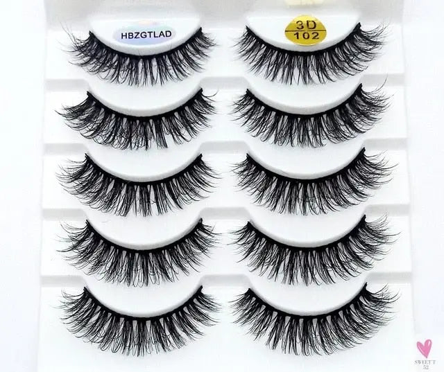 3/5/10 Pairs 3-D Handmade False Eyelashes, Strip Lashes 1 to 1.5 cm for Women and Girls