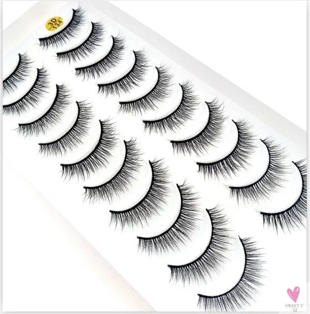 3/5/10 Pairs 3-D Handmade False Eyelashes, Strip Lashes 1 to 1.5 cm for Women and Girls