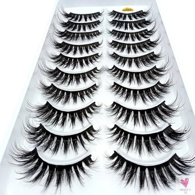 3/5/10 Pairs 3-D Handmade False Eyelashes, Strip Lashes 1 to 1.5 cm for Women and Girls