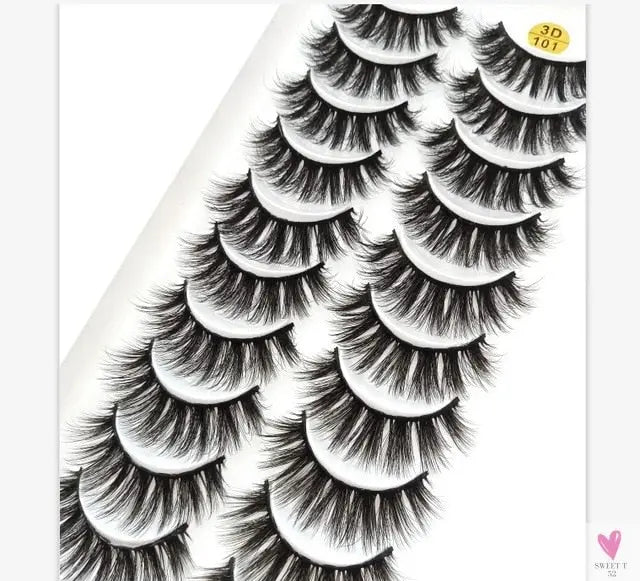 3/5/10 Pairs 3-D Handmade False Eyelashes, Strip Lashes 1 to 1.5 cm for Women and Girls