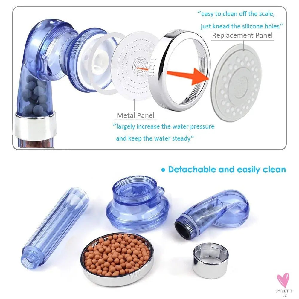 3 Mode Bath Shower, Adjustable Jetting Shower Head for Men & Women, High Pressure, Water Saving, Bathroom Anion Filter, Shower SPA Nozzle