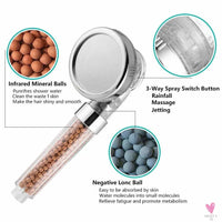 3 Mode Bath Shower, Adjustable Jetting Shower Head for Men & Women, High Pressure, Water Saving, Bathroom Anion Filter, Shower SPA Nozzle